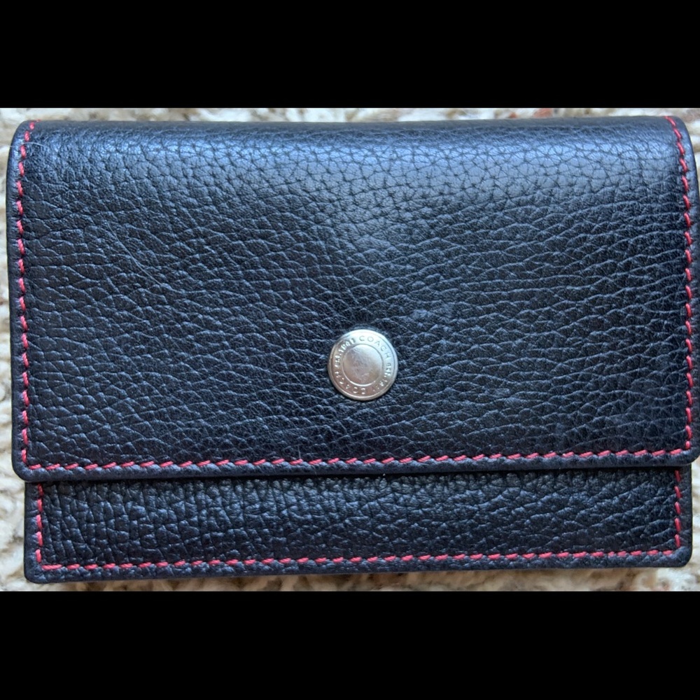 COACH Black Leather Card Case Wallet/Holder EUC